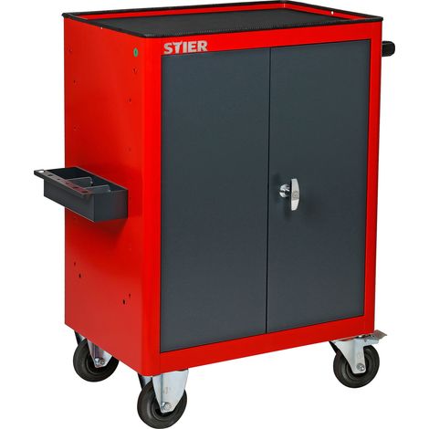 STIER Schrankwagen, unbestückt mit 2 Einlegeböden, 985x670x470 mm, für Werkstatt und Lager, in Rot (1/5)