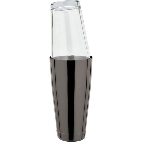 Boston Shaker, Edelstahl, GMB, Gunmetal black mit original amerikanischen Mixing Glas, 28oz
