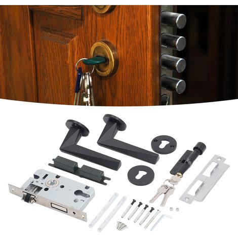 Poignée de porte américaine en bois massif noir pour portes intérieures de chambres et de salles de bains serrures de porte silencieuses pour usage domestique. (1/5)