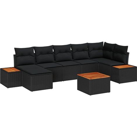 Conjunto de sofás de jardín 8 pcs Negro Ratán sintético vidaXL (1/5)