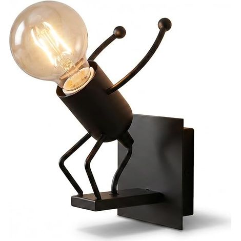 Lampe murale créative Vintage Industrial Wind E27 en métal noir (Jump) (1/5)