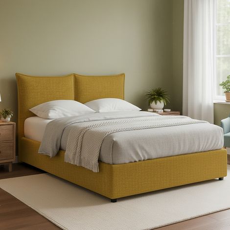 Cama Matrimonial Wetherby, Desenfundable, Hecho en Italia, Amarillo Ocre (1/5)