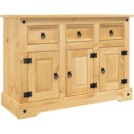 Credenza cassettiera cassettiera mobile contenitore organizer cucina soggiorno Corona 112 x 43 x 78 cm legno massello pino messicano marrone 020031749