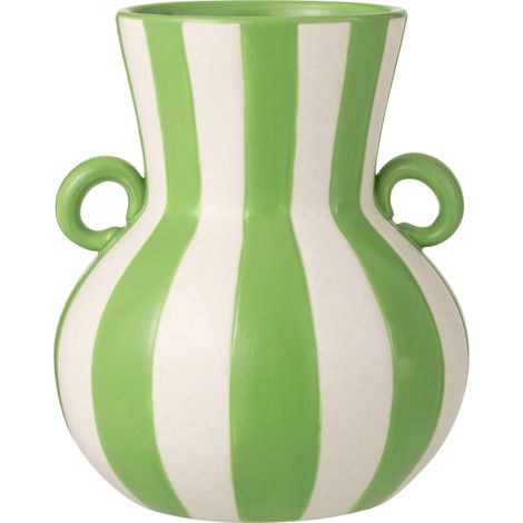 Vase ligné en céramique verte et blanche - vert et blanc (1/3)