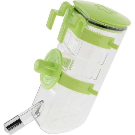 Bouteille d'eau pour petits animaux, distributeur d'eau suspendu réglable avec double crochet et clip, vert, pour hamster, gerbille, hérisson (1/4)
