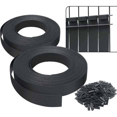 VOUNOT PVC Privacy Strips Garden Privacy Fence Screen 150m x 4.7cm with 300 Clips, Black (1/5)