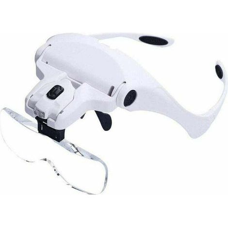 Loupe frontale éclairée avec 2 LED, verre optique haute précision, réglable et légère – pour bijouterie & travaux fins (1/5)