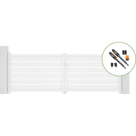 Flügeltor 3,5 m VOGEL H.120 cm Weißaluminium + TANKER B700 Motorisierung (1/5)