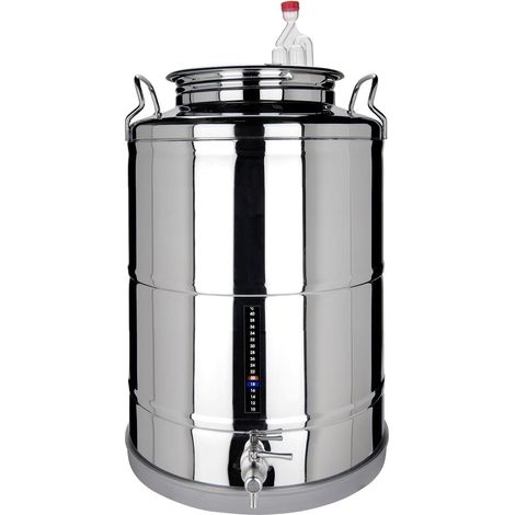 Fermentatore inox professionale per birra artigianale, Fondo Piano con tappo a vite -35 Lt (1/4)