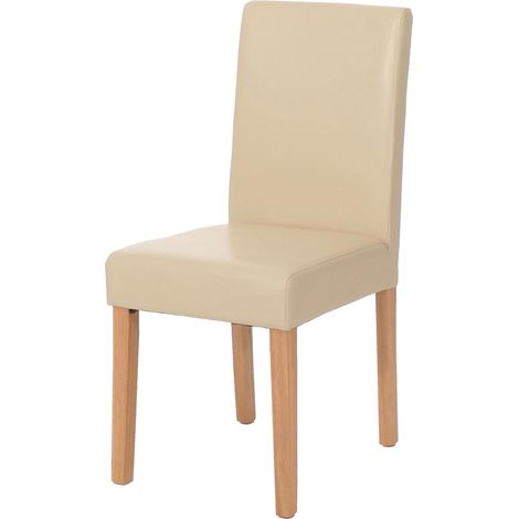 Silla de comedor Littau, silla de cocina, polipiel, crema, patas claras (1/5)