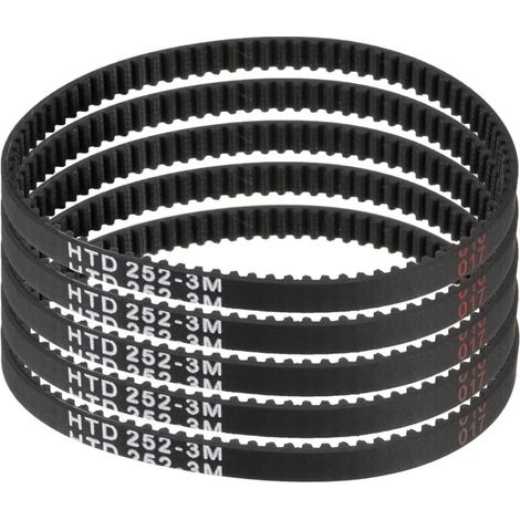 5pcs HTD-3M Courroie de Distribution en Caoutchouc 84 Dents, 252mm Longueur de Pas x 6mm Largeur x 2.4mm Hauteur, Courroie de Poulie en Boucle Fermée (1/5)