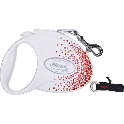 Flexi Guinzaglio Retrattile Bianco 5 metri Cristalli Swarovski (1/4)