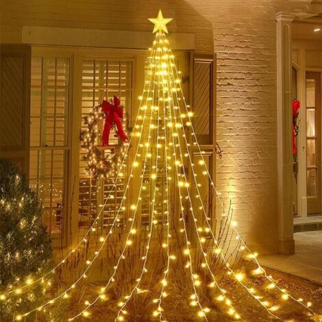 Guirlande lumineuse de Noël avec étoiles, 2 m x 9 branches, 198 LED, 8 modes d'éclairage, télécommande, USB étanche (1/5)