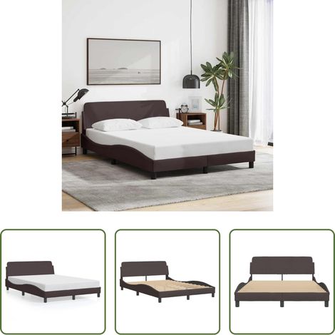 Kopfteil - Bettgestell "Dover" Dunkelbraun 140x190 cm Stoff (1/5)