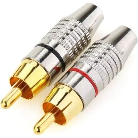 Lot de 2 connecteurs RCA mâles pour haut-parleur audio vidéo et multimédia et vidéosurveillance (1/5)