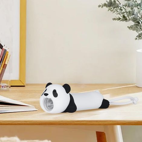 Nouvelle lampe de poche rechargeable Panda LED, lampe de poche en silicone forme d'animal mignon, presse longue au toucher confortable pour ajuster éclairage extérieur Lumière créative. (1/5)