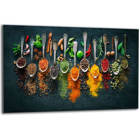PLAQUE DE PROTECTION EN VERRE POUR CUISINIÈRE 80x52 ÉPICES (1/5)