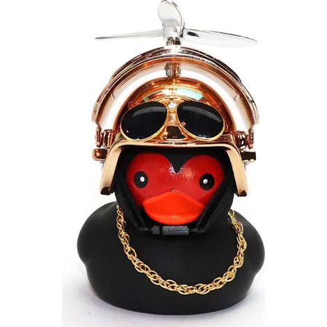 Canard Noir Casqué Décor Auto Souple - Ornement Polyvalent pour Tableau de Bord Voiture, Moto ou Chambre (1/5)