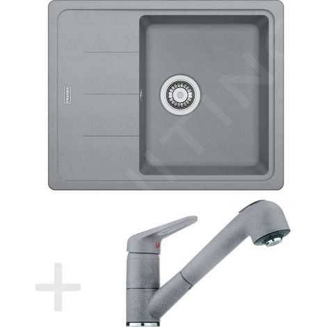 Franke - Set de cuisine G55, évier en granit BFG 611-62, pierre grise + robinet FC 9547, pierre grise 114.0323.821 (1/5)