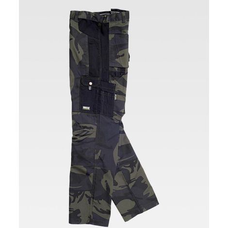Pantalón con estampado camuflaje con refuerzo en rodillas WORKTEAM S8515 XXL Camuflaje+Negro (1/2)