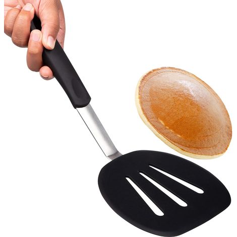 espátula para crepes, silicona flexible, 12,5 cm de ancho, resistente al calor hasta 200 °C, sartén antiadherente, cocina (1/5)