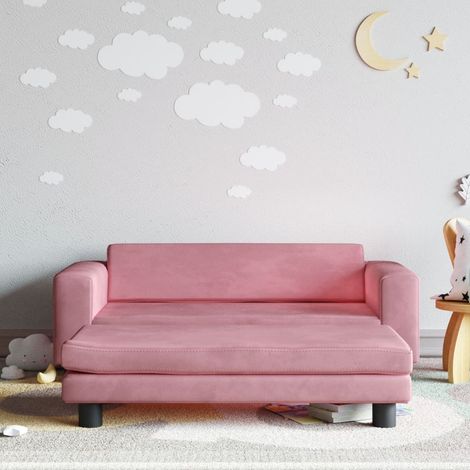 Canapé avec repose-pied pour enfants Canapé Sofa scandinave rose 100x50x30 cm velours 78018 (1/5)