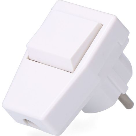 Clavija con t/t (schuko) + interruptor 10 a 250 v, blanca, 40 x 65 x 62 mm (retractilado)