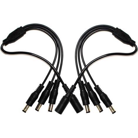 2-Pack 1 vers 3 Voies Port DC Power Splitter câble Pigtail pour caméra de vidéosurveillance DVR NVR Bande Eclairage DC 5.5mm x 2.1mm (1/5)
