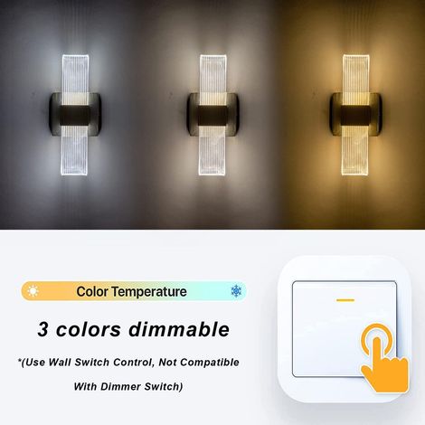 Applique Murale LED 12W, Lampe Murale Intérieure Moderne en Aluminium, Lampe de Chevet Dimmable, Applique Murale Acrylique Ovale, Lampe de Décoration de Couloir de Chambre À Coucher Salon (noir) (1/4)
