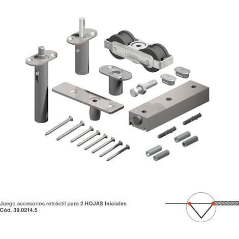 Acc. SF-A128D Para Puerta Batiente  - STAR FOLD XL - Jgo. de accesorios para puertas correderas plegables hasta 6 hojas de máx. 125 Kg. Sin guía en el suelo.