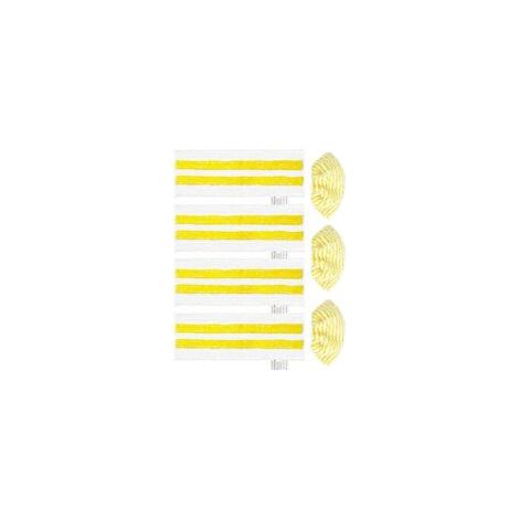 7 accesorios aplicables a los paños y toallitas para limpiadores a vapor EasyFix de Kärcher SC2, SC3, SC4 y SC5: 4 almohadillas para mopa Kärcher y 2 fundas para boquilla de mano.