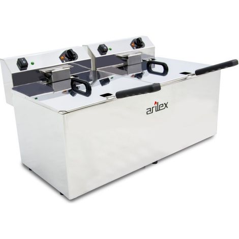 Friteuse électrique - 12+12L - Double cuve - Sans robinet - Arilex (1/2)