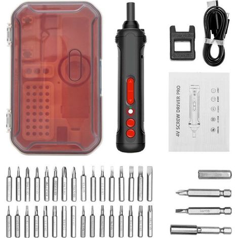Juego de herramientas eléctricas portátiles, destornillador inalámbrico, juego de tornillos, reparación