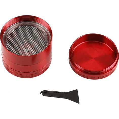 Broyeur à herbes, épices et herbes en alliage de zinc à 4 couches, outil manuel en métal (rouge) (1/5)