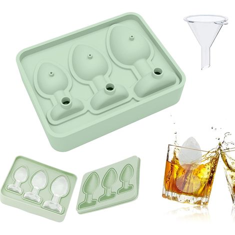 Stampo per cubetti di ghiaccio in silicone, divertente stampo per cubetti di ghiaccio con coperchio, senza BPA, per cocktail, whisky, birra, caffè, impilabile e riutilizzabile (verde) (1/5)