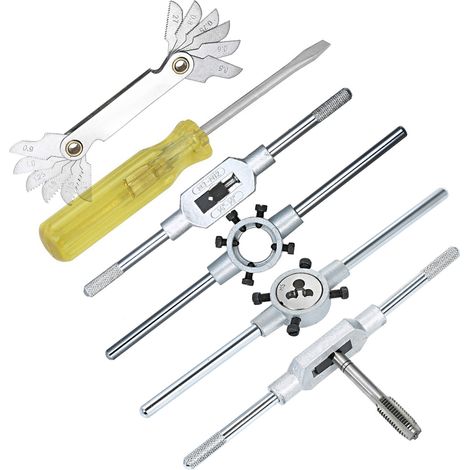 32 Pièces Coffret de Tarauds et Filières Métrique HSS Carbure Tungstène M3-M12 Outil de Filetage Manuel Clé de Coupe Kit Ingénieur Création Filets Embouts Boîte Métal (1/5)
