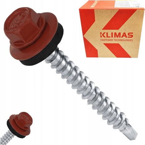 Vis Autoperceuses De Bardage Klimas, 4.8 x 55 mm, RAL 3009, Boîte 200 Pièces (1/5)