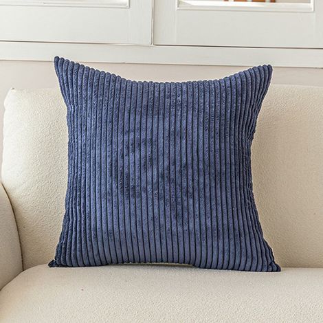 housses de coussin décoratives en velours côtelé, coussin de canapé, housse de coussin douce et décorative pour canapé, fauteuil, maison, chambre, 45 x 45 cm – Bleu marine (1/4)