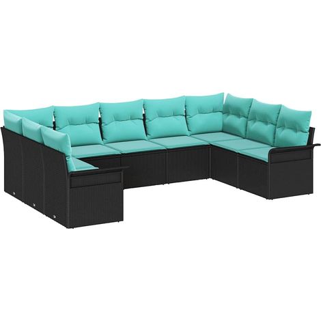 Maison Exclusive - Gartensofa-set mit Kissen 9 pcs Schwarz Poly-R