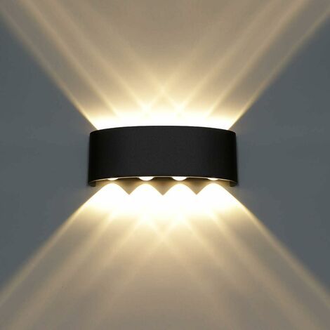 Applique da interno a LED moderna in alluminio da 8W, lampada da parete a LED nera per camera da letto, corridoio, soggiorno (bianco caldo) (1/4)
