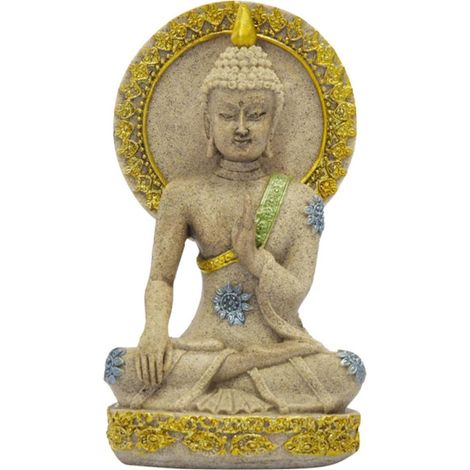 Statue de Bouddha en Résine Dorée pour Décoration de Bureau, Symbole de Calme et Paix, Figurine Asiatique Unique pour Intérieur et Étagères (1/5)