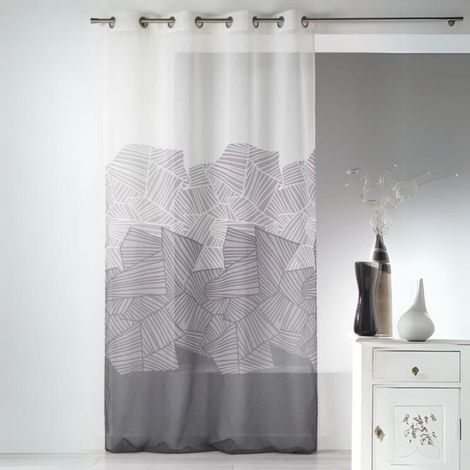Voilage en Etamine Légère à Motifs Graphiques Ivoire 140x240 cm