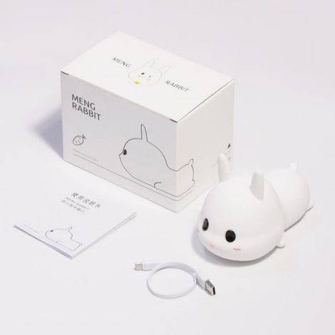 Veilleuse Enfant,7 Couleurs LED Lampe de Lapin en Silicone,USB Rechargeable Lampe à Changement de Couleur avec Télécommande (1/4)