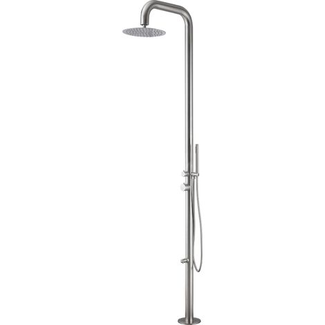 Doccia da esterno ginepro con lava piedi inox spazzolato fissaggio a pavimento (1/5)