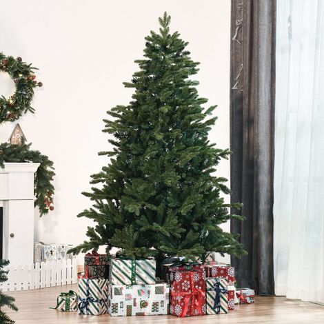 Albero di Natale artificiale da 180 cm, abete artificiale con 748 punte, 3 diverse forme di foglie, ignifugo, albero di Natale con supporto in metallo per uso interno.