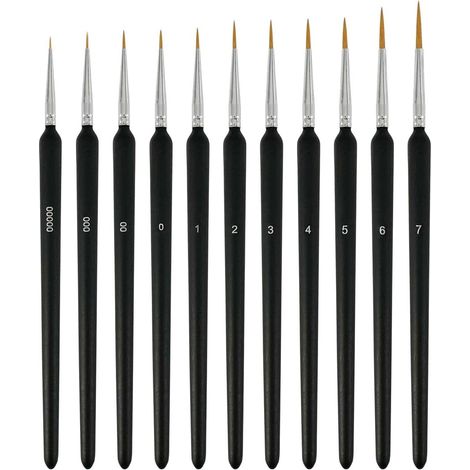 11 Pièces Pinceaux Peinture De Détail Pinceau Fin Peinture Pinceau Fins pour Maquettes Nail Art Ongles pour Aquarelle Acrylique Figurine Modelisme (1/5)