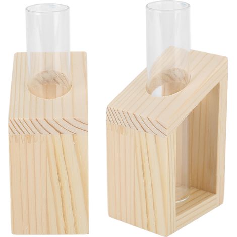 Glasvase im nordischen Design, kreativer Holzständer für Wasserpflanzen, Tischdekoration für den Innenbereich, einzigartige Hydrokulturflasche (1/5)