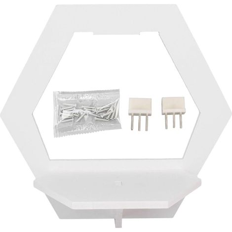 Lot de 3 étagères murales hexagonales flottantes en PVC blanc, au design moderne et épuré. (1/5)