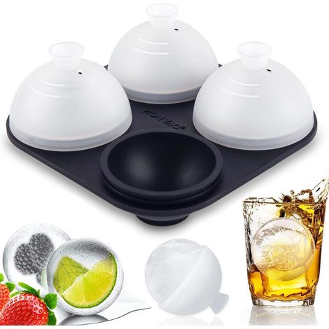 Eiswürfelform Kugel Silikon mit Deckel, BPA Frei, 6cm, 4er Set (1/5)