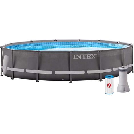 Intex 26720 Piscina Rotonda Fuoriterra, Grigio, 427X107 cm (1/5)